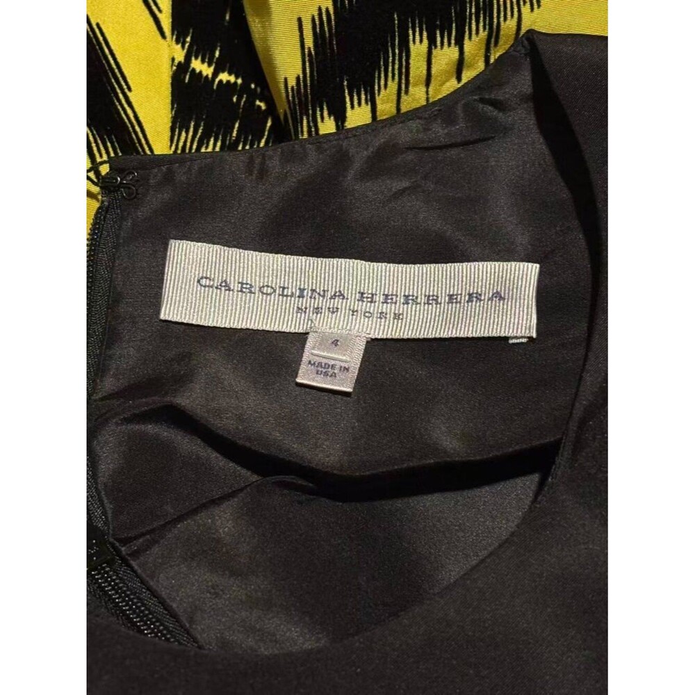 $3,490 Carolina Herrera Sleeveless Tromp L'oeil Dress Size: 4 YELLOW BLACK - Picture 6 of 11